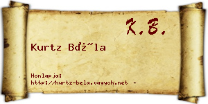 Kurtz Béla névjegykártya